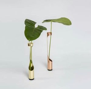 Modern Brass Circular Tube <b>Vase</b> Minimalist Metal Flower Holder Contemporary Desk Decor for Home Office Hotel Decoration - Product Image 4