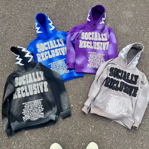 Sudadera con Capucha de Invierno con Cremallera, 100% Algodón, Estilo Vintage, con Bordado 3D de Logotipo Personalizado del Fabricante, Efecto Desgastado por el Sol - Product Image 3