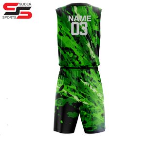 Maillot de basket-ball à sublimation personnalisé pour hommes, design uniforme, couleur verte et noire, uniformes de softball réversibles sublimés par teinture - Product Image 6