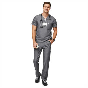 Personalizado Mens Scrub Set Cómodo Hospital Médico Uniformes Cremallera Cuello Ropa de Trabajo con Logo - Product Image 4