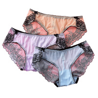 Culottes string pour femmes avec logo personnalisé OEM, magnifiques, en dentelle et tissu non tissé, sous-vêtements antibactériens