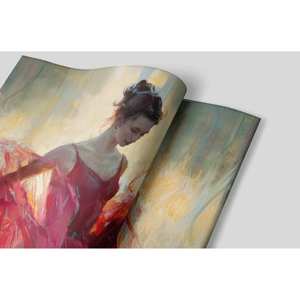 Toile imprimée - Ballerine en robe rouge, décoration de chambre pour fille, affiche roulée - Product Image 1