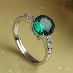 Anillo de Plata de Ley 925 con Certificación GRS, con Ojo Verde Oscuro, Baño de Rodio y Circonita Suiza para Mujeres y Niñas - Product Image 2
