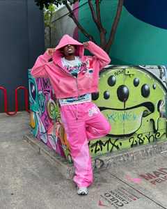 Sudaderas con capucha y pantalones de chándal con estampado de bloque de Color de algodón pesado personalizado, conjunto de chándal con serigrafía para hombres - Product Image 6