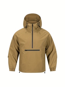 Custom Cheap <b>Half</b> <b>Zip</b> Windbreaker <b>Jacket</b> Fashion Casual WindBreaker <b>Jacket</b> Coat <b>Men</b> Spring Casual Outwear Solid Color Polyester - Product Image 1
