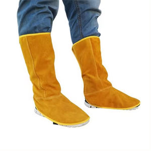 Soldador ignífugo Protección de piernas Protección de pies Polainas Mono de cuero dividido de vaca con patrón de ropa de trabajo Característica de seguridad - Product Image 4