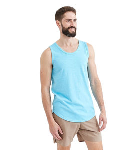 Camiseta sin mangas casual de verano para hombre, transpirable, mezcla de algodón, para gimnasio y fitness, con dobladillo curvo y cuello redondo - Product Image 2