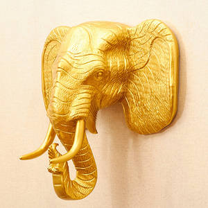 Design di lusso parete animale decorazione per la casa Hotel soggiorno arte parete arazzi oro 3D elefante testa parete <span class=keywords><strong>scultura</strong></span> - Product Image 3