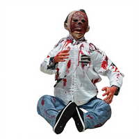 Décoration de maison hantée réaliste pour Halloween, personnage effrayant animé en silicone, batterie rechargeable pour intérieur