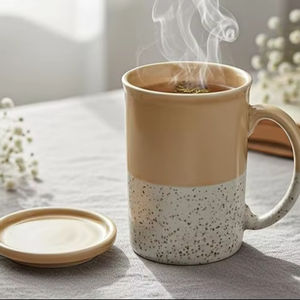 แก้วเซรามิกสำหรับตกแต่งเป็นมิตรกับสิ่งแวดล้อมพร้อมลวดลายพิมพ์ลายถ่ายโอนความร้อนดีไซน์ทันสมัยมีฝาปิดสำหรับใช้ในบ้านคาเฟ่ - Product Image 1