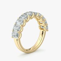 Cincin Emas Kuning Berlian Potongan Emerald dengan Batu Berlian Bertatahkan Sepanjang Lingkaran, Bersertifikat GIA, Perhiasan Pertunangan Klasik Wanita