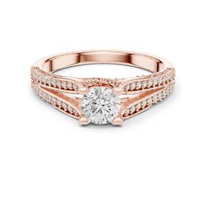 Bague en diamant de laboratoire rond brillant de 0,944 CT pour femmes, clarté VVS-VS EF, or 18 carats, 14 carats, 10 carats et argent 925, rose, jaune - Product Image 1