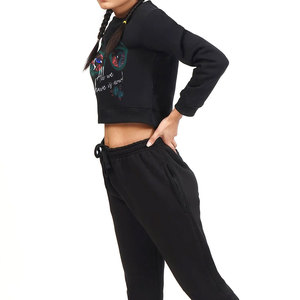 OEM à la mode Logo personnalisé été 100% coton haut court deux pièces ensemble court survêtement femmes ensembles survêtements pour filles - Product Image 3