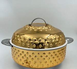 Olla de Metal para Hotpot de Nuevo Diseño con Acabado Dorado y Textura de Diamante Prensado para Uso en el Hogar y en la Cocina - Product Image 1