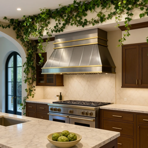 Tùy Chỉnh Hình Dạng Hình Thang Chải Thép Không Gỉ Ống Khói Phạm Vi Mui Xe Bìa Với Vách Ngăn Lọc Điện Treo Tường Thông Gió - Product Image 6