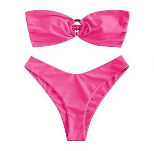 Meilleure vente Crop Top Bikini à la mode dos ouvert couverture minimale sans bretelles XXL XS tailles tissu imprimé de haute qualité prix chaud - Product Image 4