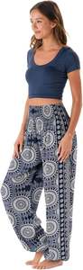 Women's Mid Waist <b>Yoga</b> Boho <b>Harem</b> <b>Pants</b> with Pockets Eco-Friendly & Breathable Printed Digital Print Thai Beach Lounge - Product Image 4