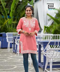 Kurtis courts en rayonne Malai lourd avec broderie pour femmes, vêtements décontractés et de bureau disponibles en grande taille - Product Image 1