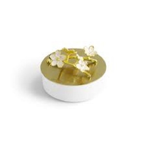 Vente en gros Boîte à bijoux design feuille nickelée Cadeaux Boîte à bijoux décorative en métal de forme ronde Boîte de rangement pour bibelots Boîte à bijoux - Product Image 5