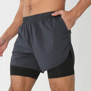 Shorts de sport pour hommes en nylon de compression personnalisés en gros, 2 en 1, design de créateur, pour la salle de sport, l'entraînement, la course à pied - Product Image 1