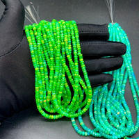 Perles Rondelles Facettées en Opale Éthiopienne 100% Naturelle de Haute Qualité 5mm, Couleurs Vert Citron Jungle Mélangées, Fil de Perles Libres, 50+ Ans