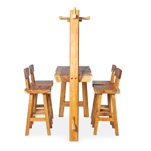 ชุดเฟอร์นิเจอร์บาร์สไตล์วาซาบิพร้อมที่วางขวดไวน์ทำจากไม้เนื้ออ่อนสีวอลนัทสำหรับโต๊ะบาร์ในบ้านและชุดเก้าอี้สูง - Product Image 2