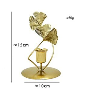 Bougeoir en fer doré avec sculpture en feuille de ginkgo pour la décoration de la maison et Noël pour la table à manger de mariage - Product Image 2
