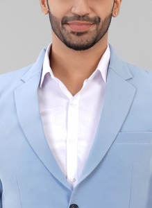 ชุดสูทผู้ชายสีฟ้าอ่อนคุณภาพพรีเมียม 2 ชิ้น สำหรับงานแต่งงาน งานเลี้ยง และงานธุรกิจ ราคาส่งจากอินเดีย - Product Image 4