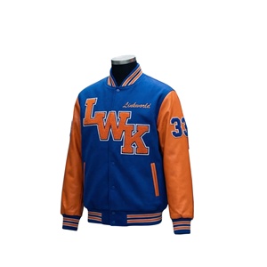 Veste universitaire unisexe en 100 % laine de haute qualité, style streetwear, col en V, motif uni sur le devant - Product Image 2