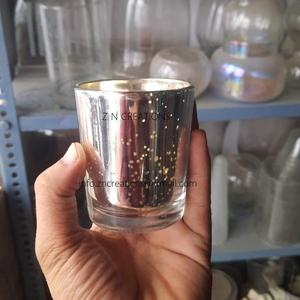 Silvered Mirror Votive Holder <b>Glass</b> Candle Container <b>Wooden</b>/Metal <b>Lid</b> 8oz/10oz/12oz/16oz Amber Custom <b>Glass</b> <b>Jar</b> for Home - Product Image 3