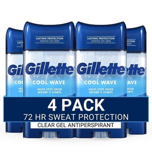 Gillette anti-transpirant et déodorant pour hommes, protection contre la sueur 72 heures, gel transparent, parfum Cool Wave, 3.8 oz (lot de 4) - Product Image 2