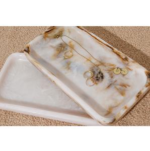 Plateau décoratif moderne en résine avec texture marbrée, multifonctionnel pour le salon, la salle de bain, la chambre à coucher, les décorations de mariage et de Diwali - Product Image 5