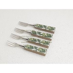 Premium Quality Wood Resin Handle <b>Fork</b> Cutlery Set <b>Knife</b> <b>Fork</b> Spoon Flatware Set in Wholesale Price Made by Indian Manufacturer - Product Image 6