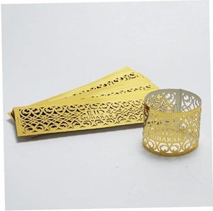 แหวนกระดาษเช็ดปากกระดาษฟอยล์สีทองแบบโบราณพิมพ์ลายสำหรับตกแต่งโต๊ะสำหรับงานเลี้ยงวันอีดและเดือนรอมฎอน - Product Image 4