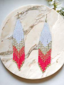 ต่างหูลูกปัดแบบดีไซน์ใหม่ต่างหูลูกปัดแบบอินเดียต่างหูลูกปัดแบบแฮนด์เมดต่างหูลูกปัดฮิปปี้จากอินเดีย - Product Image 2