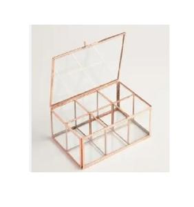 Boîte à bijoux rectangulaire en fer faite à la main, rangement en métal le plus vendu pour étui à bijoux en verre de table indien - Product Image 3