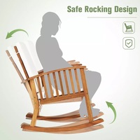 Chaise berçante en bois confortable pour balcon de porche de la piscine siège confortable et coussin épais naturel élégant durable et robuste