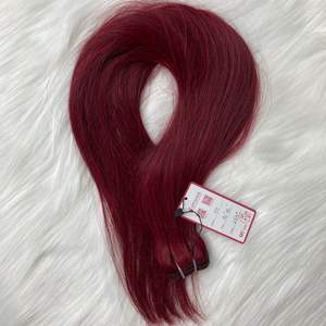 Extensiones de cabello Remy virgen rojo de alta calidad de 26 pulgadas, precio de fábrica, máquina recta, trama, materia prima de costura - Product Image 3