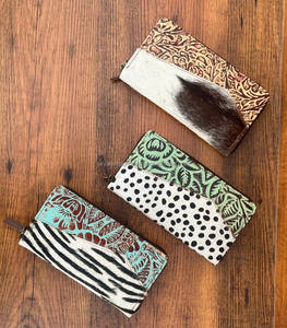 ออกแบบใหม่ Western นูนพิมพ์สัตว์ขนสัตว์หนังกระเป๋าสตางค์สไตล์ Handmade แกะสลักหนังโทรศัพท์กรณีผู้หญิงหรูหราคลัทช์ - Product Image 6