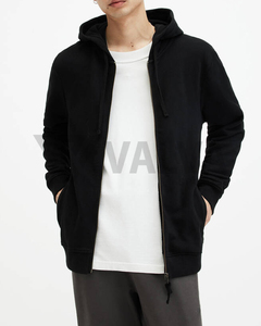 Sweat à capuche zippé respirant en molleton thermique 100 % coton de qualité supérieure, coupe classique, brodé, motif uni imprimé, printemps, prix bas - Product Image 3