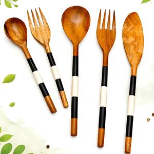 Ensemble de couverts écologiques, durables, luxueux, royaux, personnalisés, pour hôtels et restaurants européens, aspect fin, en bois naturel - Product Image 3