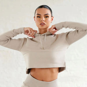 Customize Cropped <b>Hoodie</b> Woman OEM Yoga Sports Workout Cropped <b>Hoodie</b> for <b>Women</b> Cheap Cropped Zip Up <b>Hoodie</b> Woman - Product Image 3