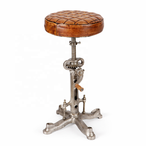 Tabouret de bar moderne en fonte, fait à la main, hauteur réglable, siège en cuir véritable, couleur personnalisée, garantie de 3 ans, utilisation commerciale, meubles - Product Image 1