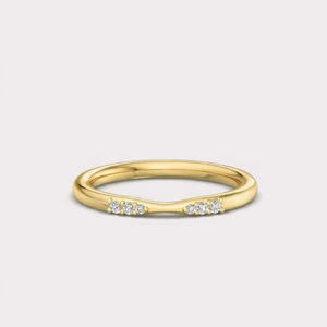 IGI Certified Round Brilliant Cut Diamond Curved Wedding Band with <b>Cluster</b> Setting in 14K Rose / White & Yellow Gold - Product Image 1