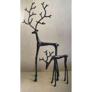 Accessoires de décoration de la maison Sculpture de renne en bronze Figurine décorative de Noël dorée et noire Lot de 2 - Product Image 6