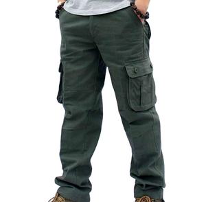 Pantalon cargo décontracté unisexe de haute qualité respirant, droit, confortable, anti-froissement, 6 poches, en coton uni - Product Image 4