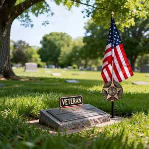 WWI Aluminum <b>Grave</b> Marker with 12x18 Inch USA Flag Veterans Plaque Memorial Day Gifts Display <b>Accessories</b> for Graveside - Product Image 1