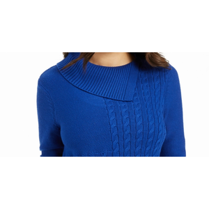Maglione da Donna Charter Club con Collo Asimmetrico e Cuciture a Patchwork Blu Taglia XS-per l'Autunno - Product Image 2