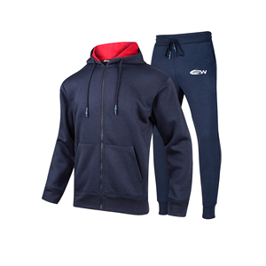 Survêtement athlétique pour hommes avec jogging à taille élastique en polyester à séchage rapide et veste zippée intégrale, idéal pour les salles de sport, les équipes, les clubs - Product Image 1