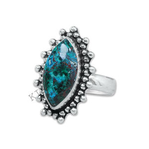 Marquesa corte 100% crisocola Natural piedra preciosa elegante sólido 925 plata esterlina bisel ajuste delicado anillos clásicos joyería fina - Product Image 2